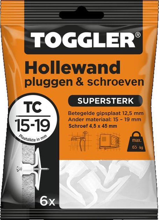 Toggler Hollewand pluggen & schroeven - Supersterk TC 15-19 mm 6 stuks |  bol.com