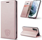 Samsung S21 Plus Hoesje met Anti Skim Bescherming - Pasjes Bookcase RFID Beschermd Cover - Roze Goud