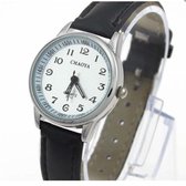 Horloge- zwart- Chaoyada- leer- Dames- tiener- 3 cm -Charme Bijoux