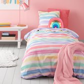 Mistral Home - Dekbedovertrek kinderen - 100% katoen - 140x200+65x65 cm - Met flessenhals - Roze, geel, paars, regenboog