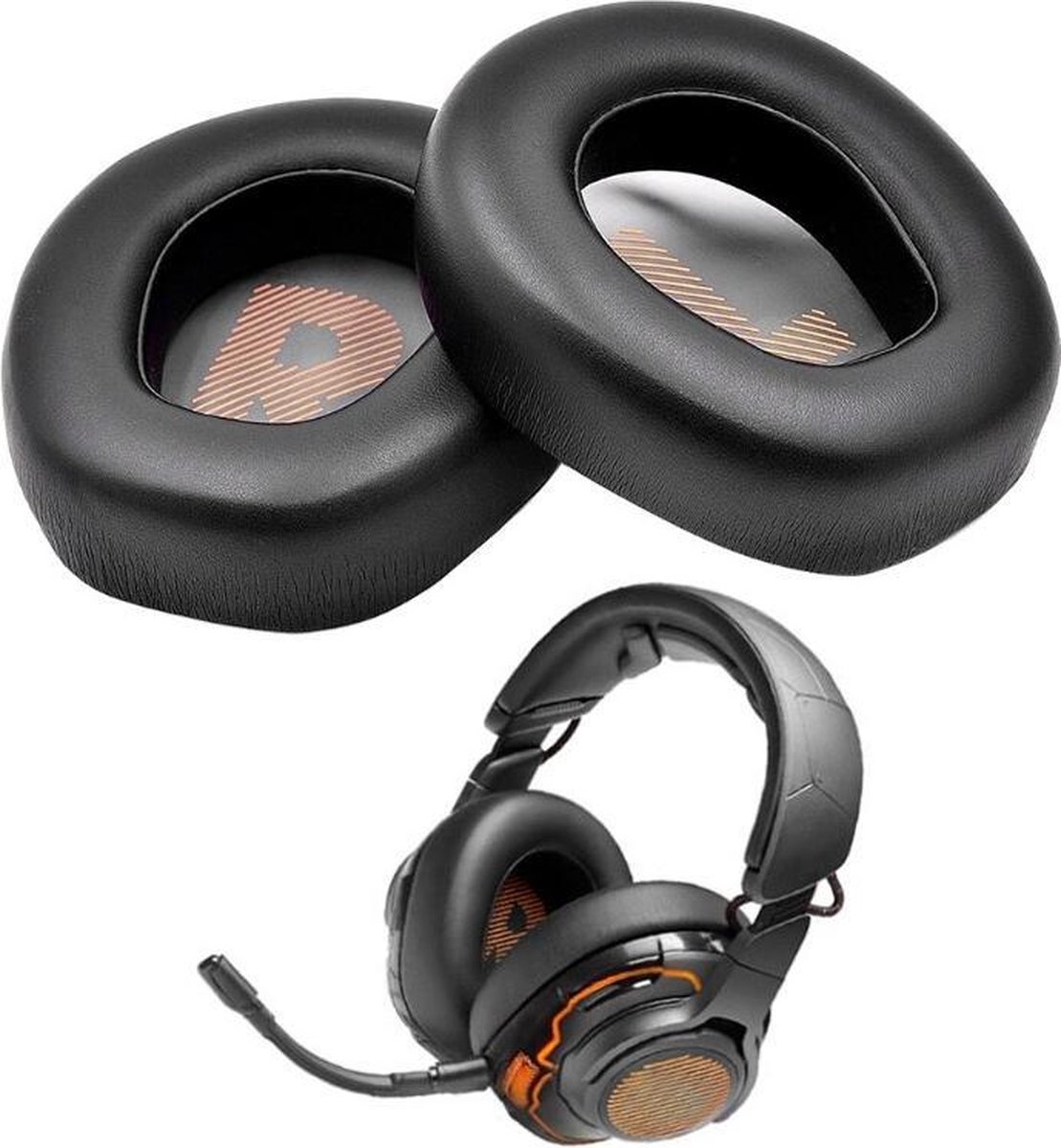 Luxe Lederen Oorkussen Set Geschikt Voor JBL Quantum One - Vervangende Koptelefoon Earpads - Oor Kussens - Ear Pads - Oorkussens Met Memory Foam Binnenlaag - Zwart