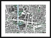 Helmond centrum - stadskaart | Inclusief strakke moderne lijst | stadsplattegrond | poster van de stad| 40x30cm