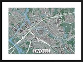 Zwolle - stadskaart | Inclusief strakke moderne lijst | stadsplattegrond | poster van de stad| 40x30cm