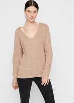 Pieces Dames 17106397
 BABETT LS V-NECK KNIT NOOS Trui Natural - Maat L