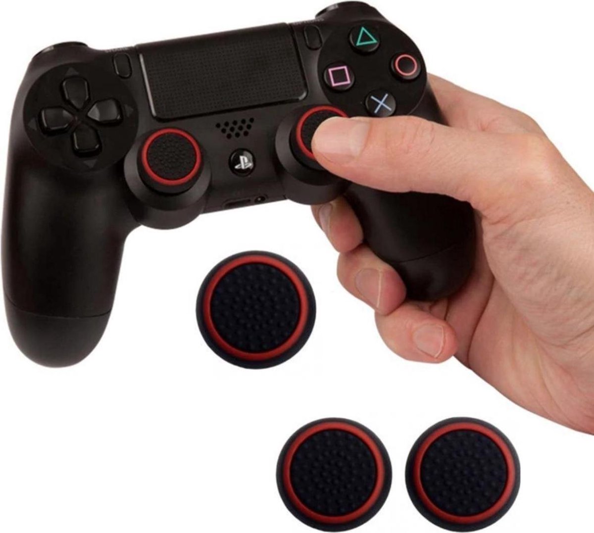 Jumalu Siliconen Thumb Grips - 1 Set = 4 stuks - Rood - Voor Playstation & Xbox -