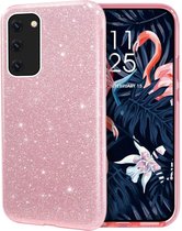 Samsung Galaxy A12 Hoesje Roze - Glitter Back Cover
