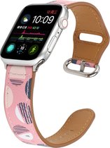 Geschikt voor Apple Watch bandje 38 / 40 / 41 mm - Series 1 2 3 4 5 6 7 SE - Smartwatch iWatch horloge band - 38mm 40mm 41mm - Fungus - PU Leer - Roze - Print