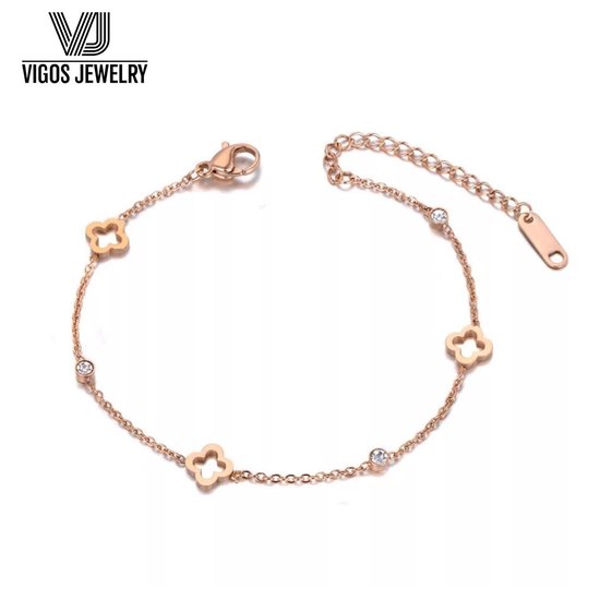 Vigos Jewelry Armband - Kristal Bloemen Rose goud kleur - Moederdag -  Verjaardag -... | bol.com