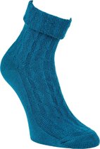 Bamboe sokken – kabelweving - 2 paar - blauw – naadloos – dubbele omslag - maat 35/38