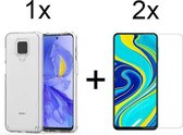 Xiaomi Redmi Note 9 Pro hoesje siliconen case transparant - 2x Xiaomi Redmi Note 9 Pro screenprotector screen protector