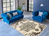 Aledin Carpets Sari - Vintage - Vloerkleed 160x230 cm - Laagpolig - Tapijten woonkamer - Beige
