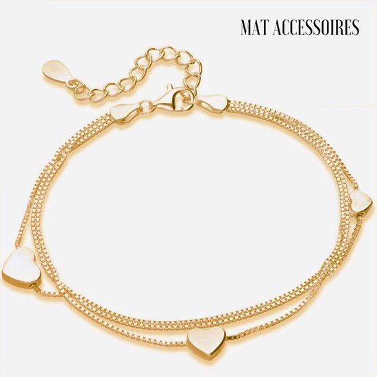 MAT Accessoires - Love III - Hartjes armband - Goud - 16-22 cm