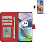 Motorola Moto G 5G Hoesje - Motorola Moto G 5G Screenprotector - Motorola Moto G 5G Hoes Wallet Bookcase Rood + Screenprotector