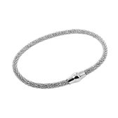 Silventi 910470316 Zilveren Armband - Magneetsluiting - Popcornschakel - 20 cm - 4 mm dikte - Rhodium - Zilver
