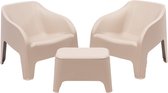 MaxxGarden Tuinset Petra - Loungestoel set met tafel - 80x80x70 cm Taupe