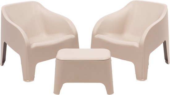 MaxxGarden Tuinset Petra - Loungestoel set met tafel - 80x80x70 cm Taupe |  bol