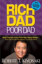 Boekomslag van Rich Dad Poor Dad met Robert T. Kiyosaki en de tekst "BEST #1 PERSONAL FINANCE BOOK OF ALL TIME! SELLER".