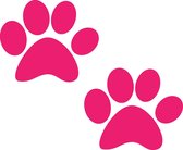 Hondenpootje / hondenpootjes - Cyclaam Roze - autostickers - 2 stuks – 9,5 cm x 11,5 cm – hondenpoot - hondensticker