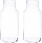 2x Glazen vaas/vazen 7 liter van 16 x 30 cm - Bloemenvazen - Glazen vazen voor bloemen en boeketten