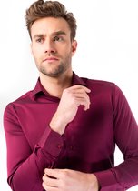 Overhemd Heren Slim Fit Introvert Bordeaux Rood - 41