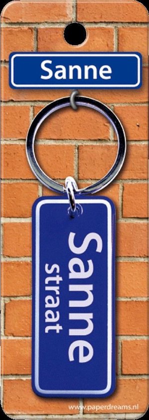 Paper Dreams Sleutelhanger Straatnaam Sanne 9 Cm Staal Blauw