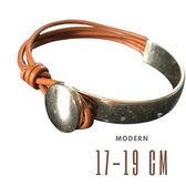 Armband -bruin koord-metaal-smalle pols-Charme Bijoux