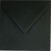 50x luxe wenskaartenveloppen vierkant 160x160 mm - 16,0x16.0 cm - 120 grs zwart