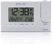 Explore Scientific RDP1003S radio gestuurde digitale projectiewekker | Groot display | Dag - Datum aanduiding | Thermometer | Wit