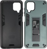 Samsung Galaxy A12 - Tough Armor Hardcase - Telefoonhoesje Met Standfunctie - Bestcases Backcover - Donker Groen