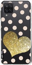 Casetastic Samsung Galaxy A12 (2021) Hoesje - Softcover Hoesje met Design - Glitter Heart Print