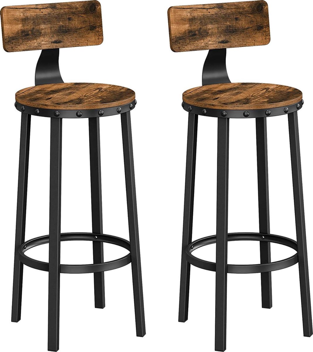 Tabouret de bar, lot de 2 tabourets de bar, chaises de cuisine avec  structure... | bol.com
