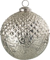 J-line Kerstbal Relief Glas Zilver Small