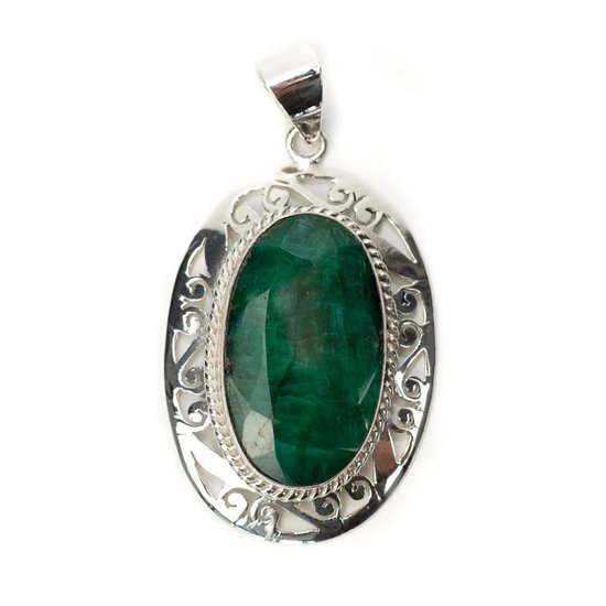 Edelsteen Hanger Smaragd Kwarts 925 Zilver “Ara”