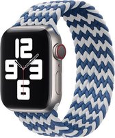 Gevlochten solo band - blauw wit mix - Geschikt voor Apple Watch