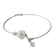 Zilveren enkelketting- bloem- zirkonia - 26 cm-enkelbandje-Charme Bijoux
