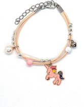 Armband Meisje- Roze- Eenhoorn- Touw- Parel- Kind- LiLaLove