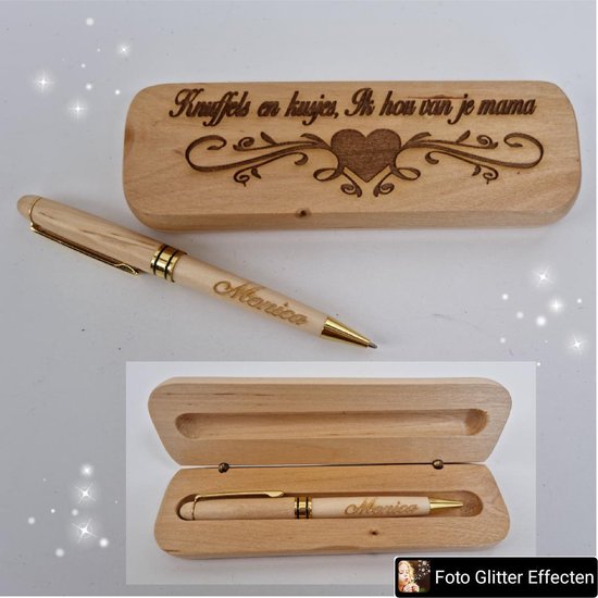 landinwaarts veteraan Entertainment Luxe houten pennen doos met pen] [Pennen doos gegraveerd] [Pen met naam] |  bol.com