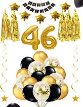 46 jaar verjaardag feest pakket Versiering Ballonnen voor feest 46 jaar. Ballonnen slingers sterren opblaasbare cijfers 46