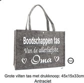 Vilten Boodschappen- Shopper - Tas voor Oma - Verjaardag - Geschenk - Gepersonaliseerd Cadeau - Moederdag Kleur Antraciet