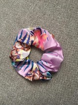 Scrunchie Tropische Print Lila - Scrunchie Satijn - Haarwokkel - Haarelastiek - Haaraccessoires