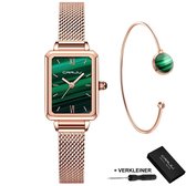 CRRJU Horloges voor Vrouwen Dameshorloge Meisjes Dames Watch Horloge – Horlogebox Geschenkdoos – Rosé Groen