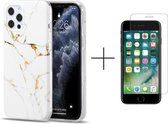 Luxe marmer hoesje voor Apple iPhone 8 / 7 / SE 2020 | Marmerprint | Back Cover + 1x screenprotector