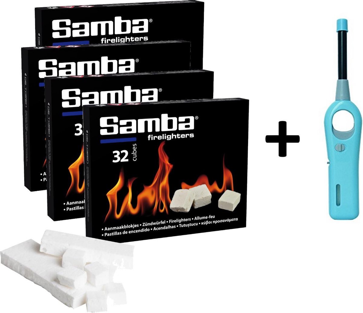 Samba Aanmaakblokjes Wit - Kerosine - 4 x 32 Stuks Inclusief BBQ Aansteker