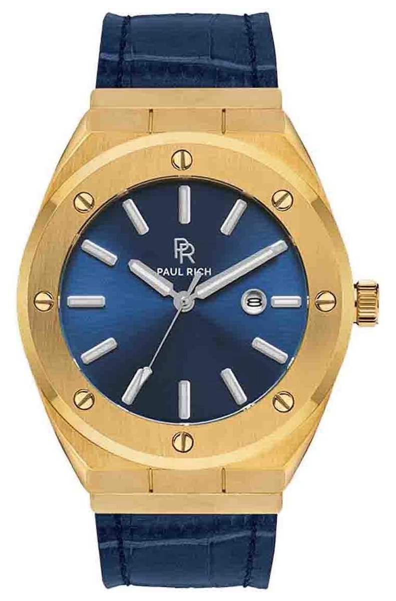 Paul Rich Signature Royal touch Leer PR68GBL horloge 45 mm