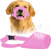 Diervriendelijke muilkorf - Roze - maat L - 18 cm Snuit omvang | 8,5 cm snuit lengte - ideaal voor grotere honden - tegen bijten, happen, slopen en poep eten - machine wasbaar - ademend en co