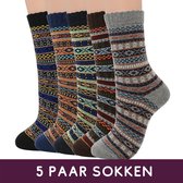 Winkrs - Warme winter sokken - Set van 5 paar - Vintage design - Maat 37-41