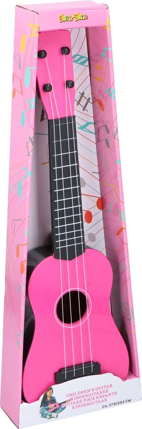 Eddy Toys Guitare Enfant - Rose - Instrument jouet - 4 Cordes - 57 x 18 x 5  cm
