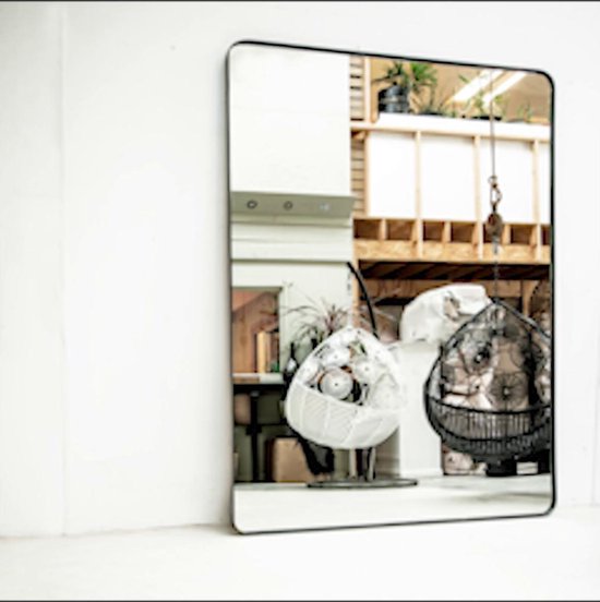 Exclusives - spiegel stalen lijst zwart - spiegels XL - staand en ophangbaar | bol.com