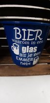 Emmer - Tekst - 5 liter - Bier waarom in een glas - Blauw - Kado - Gift