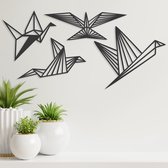 Geometrische Wanddecoratie - Vogels - Hout - Wall Art - Muurdecoratie - Zwart - 22 x 17 cm